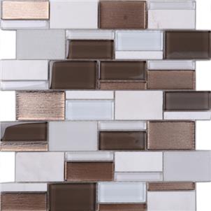 Dark Grey Glazed Glass Mosaic Tile Customized Size Q001