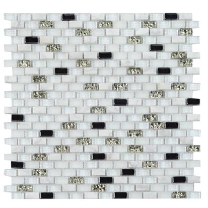 White Polished Glass Mosaic Tile 300 x 300mm YQ1082