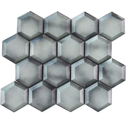 Dark Grey Polished Glass Mosaic Tile 300 x 300mm YQ1119