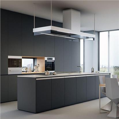 Latest complete set dark gray color mdf wood cabinets furniture designs modern grey matte finish lacquer kitchen cabinet  HS-KC09