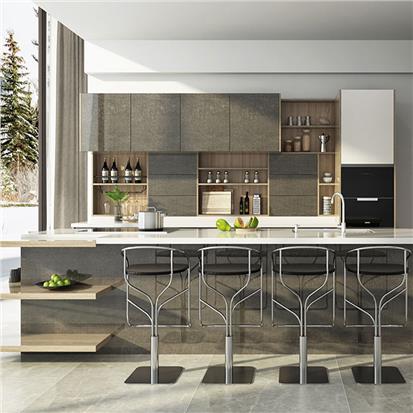Imported mdf wood board kitchen cabinets set design modern large uv coating kitchen cabinet with granite countertops  HS-KC113