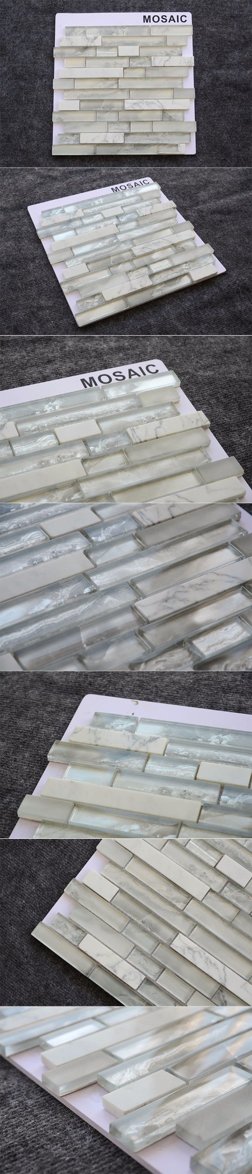 Interior Decoration Wall Covering Drama White Glass Mosaic Marble Tile