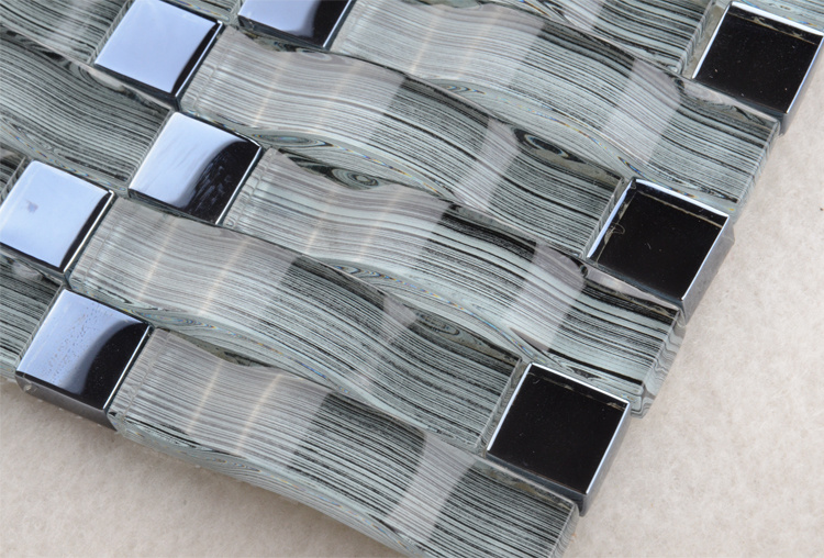 Foshan Manufacturer Hot Sale Arched Color Mixture Glass Mosaic Tile