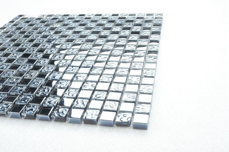Low Price with Bubble Chip 15X15mm Black Glass Mosaic Tile