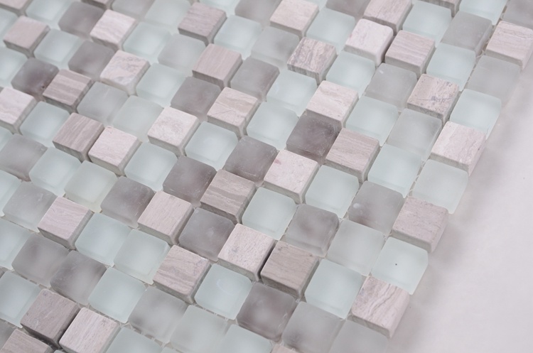 300X300mm Hot Sale in Tunisia Grey White Stone Glass Mosaic