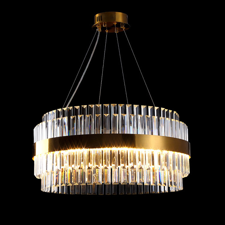 Gold And Black Led Crystal Chandeliers For Living Room