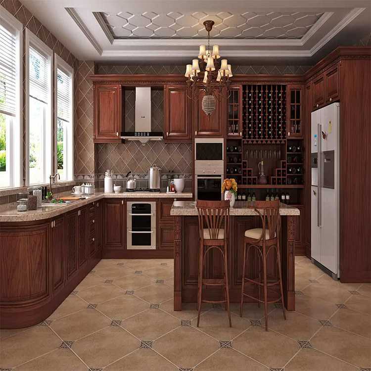 Wholesale price customized design ready to assemble european style america luxury furniture solid wood kitchen cabinets