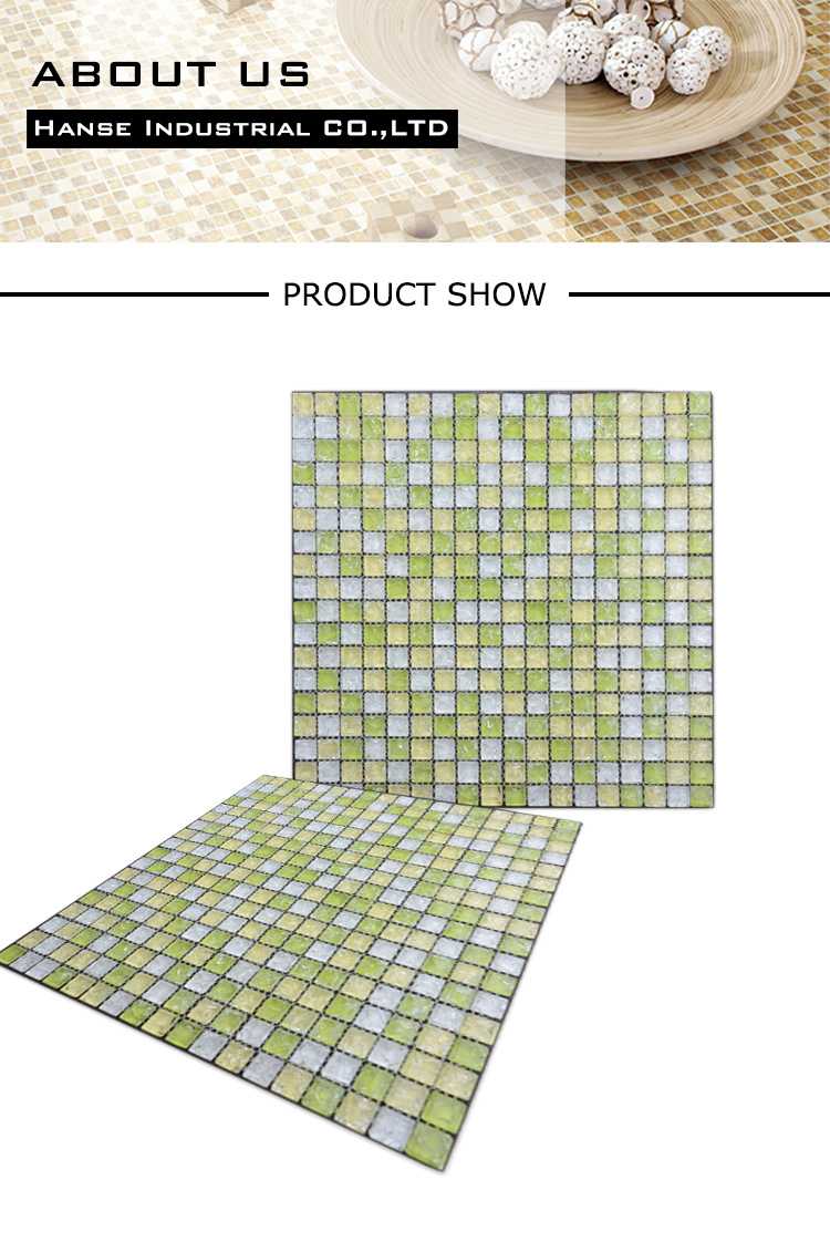 Chip Size 20X20mm Decorative Yellow White Tile Glass Mosaic