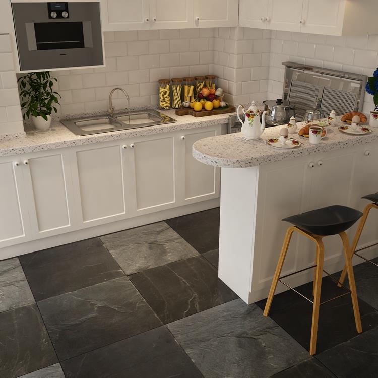 Slate Look Effect Kitchen Floor Tiles