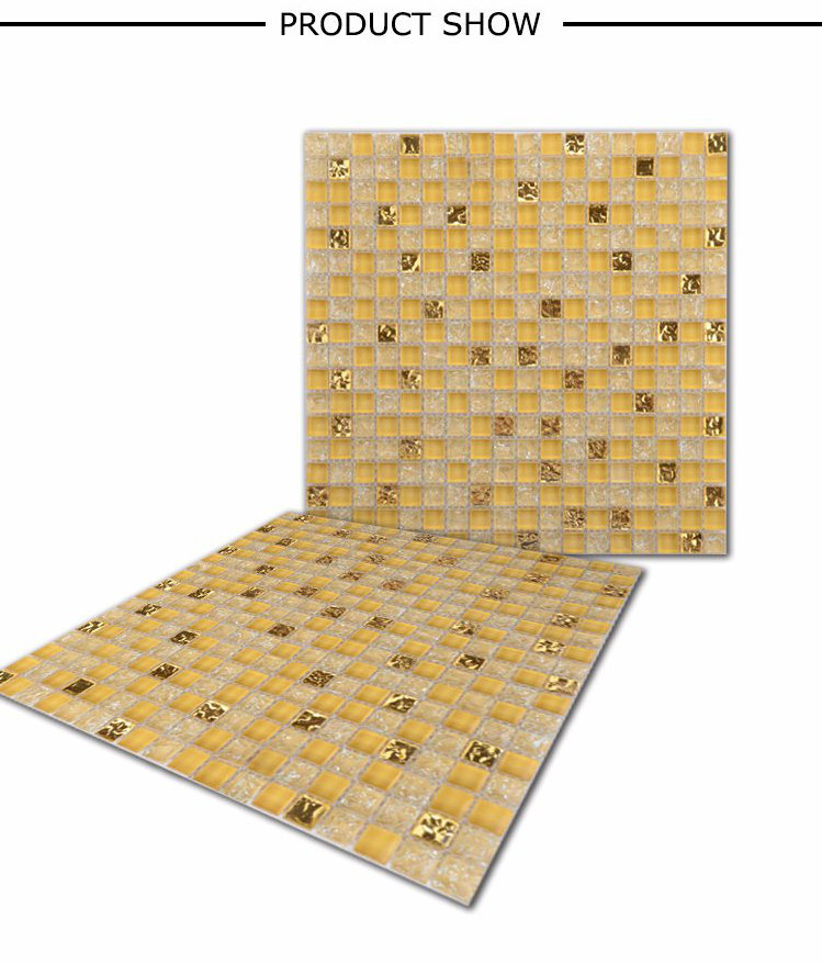 SD003 300X300 Wall Decoration Yellow Color Glass Ice Crack Mosaic