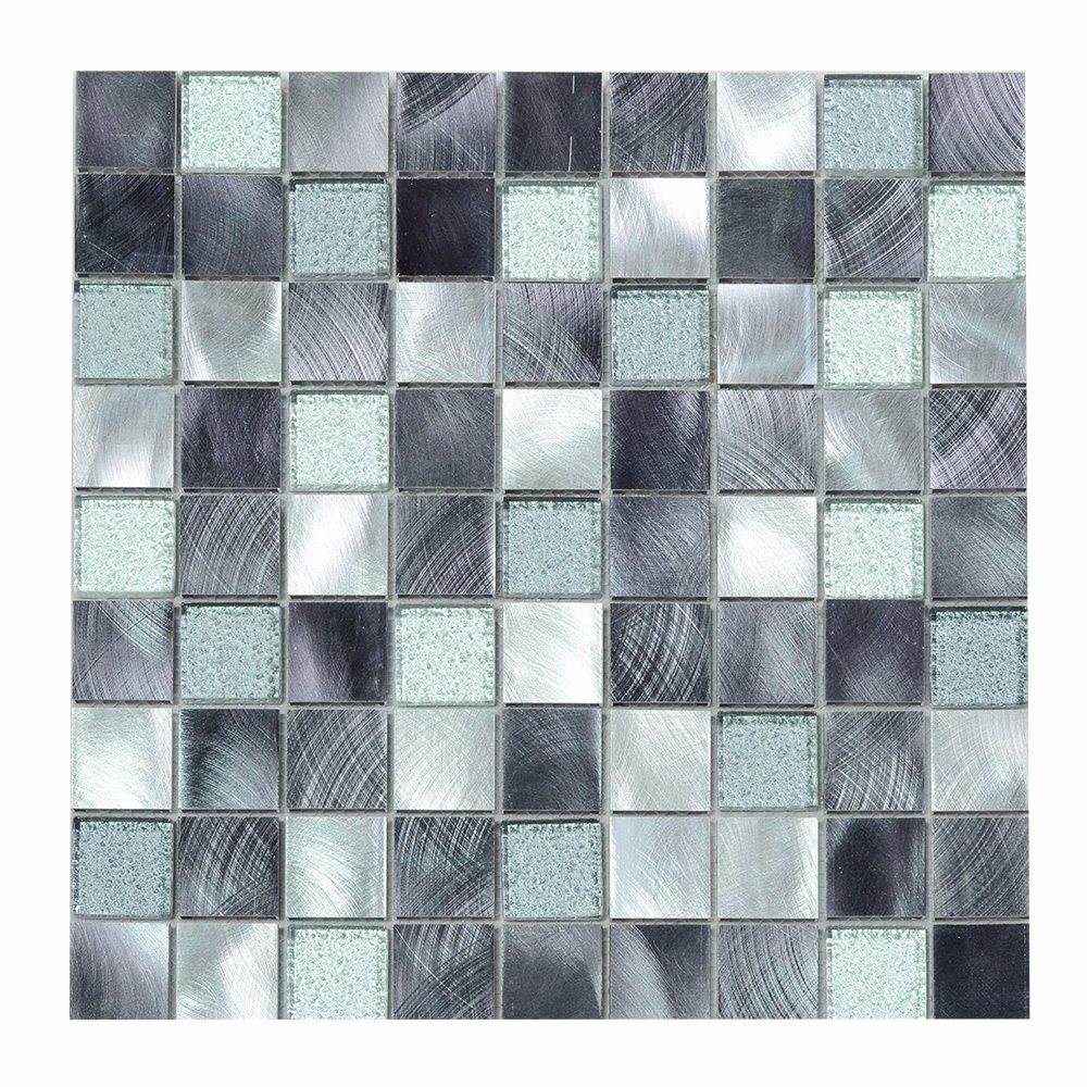 Tanzania Style Wall Background Crystal Aluminum Metal Mix Glass Mosaic