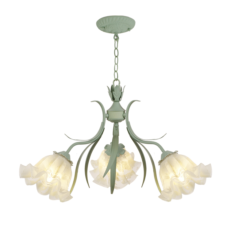 Pastoral Style D400*H200 E27 Lighting Ceramic Flower Chandeliers Bedroom