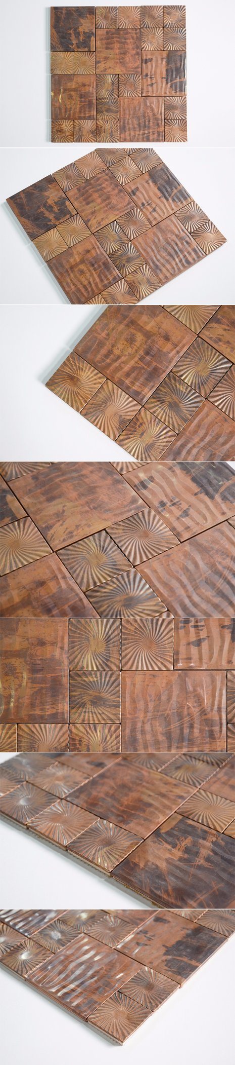 Mediterranean Style Dining Hall Anti-Static Rustic Copper Mosaic Texas