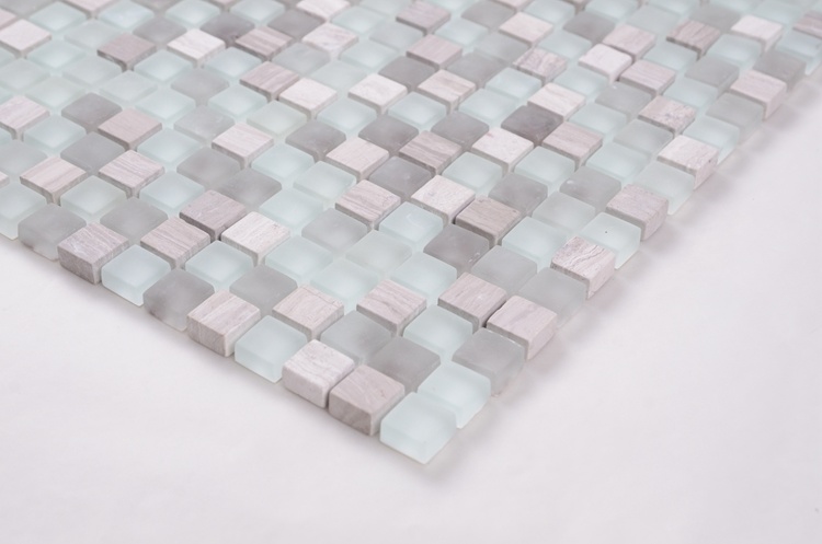 300X300mm Hot Sale in Tunisia Grey White Stone Glass Mosaic