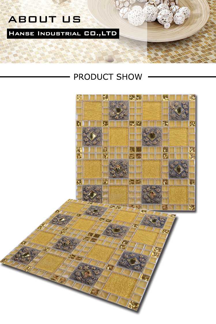 Belarus Home Decoration Bathroom Gold Foil Glass Mosaic Tile