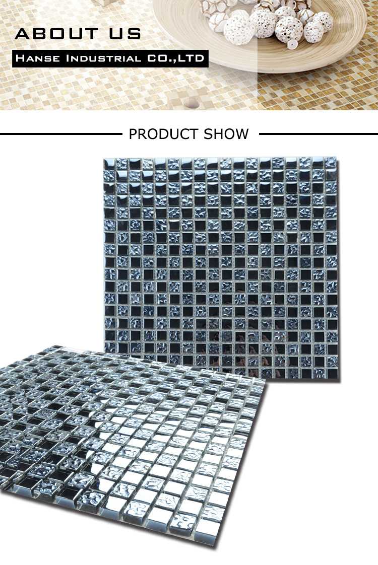 Low Price with Bubble Chip 15X15mm Black Glass Mosaic Tile
