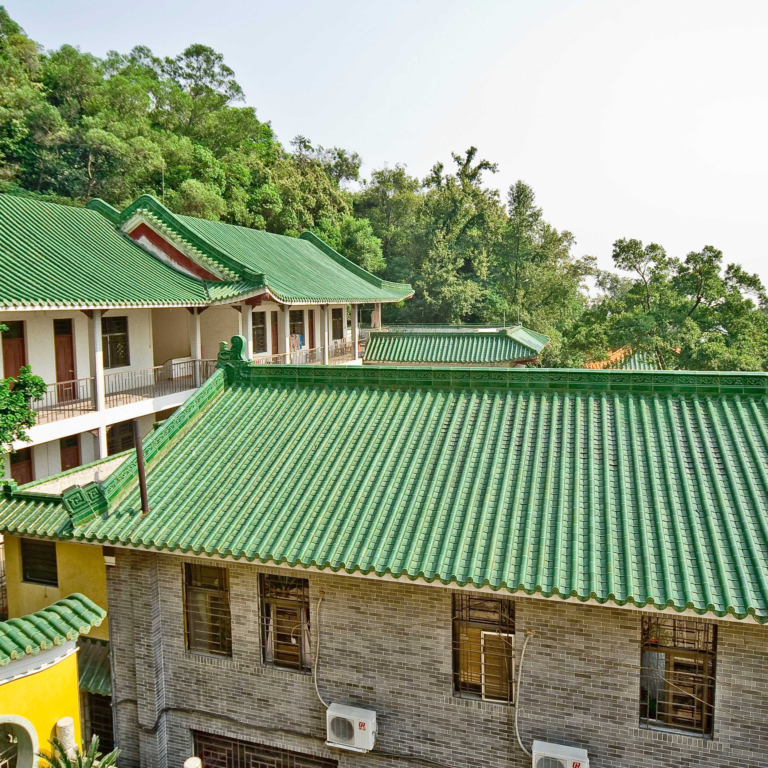 Green Ml-001 Chinese Flat Round House Roof For Temple