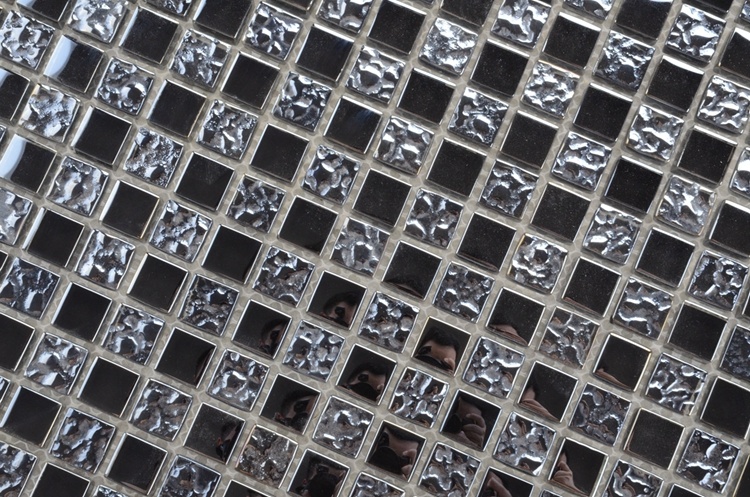 Low Price with Bubble Chip 15X15mm Black Glass Mosaic Tile