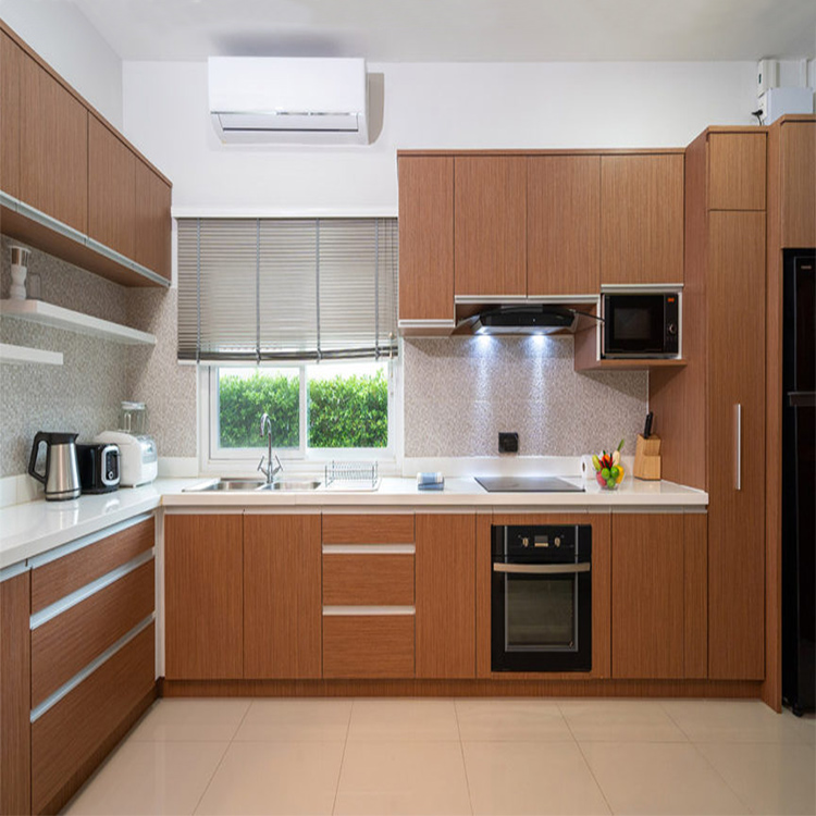 Modern ready made full aluminium profile composite panel modular kitchen cabinets design