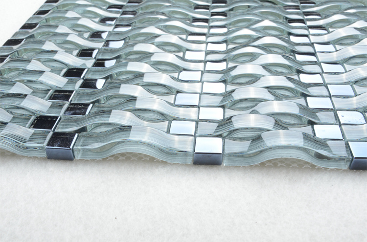 Foshan Manufacturer Hot Sale Arched Color Mixture Glass Mosaic Tile