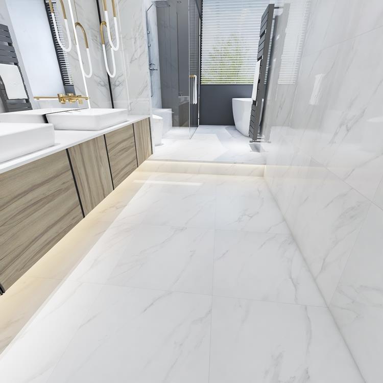 white porcelain bathroom floor tile
