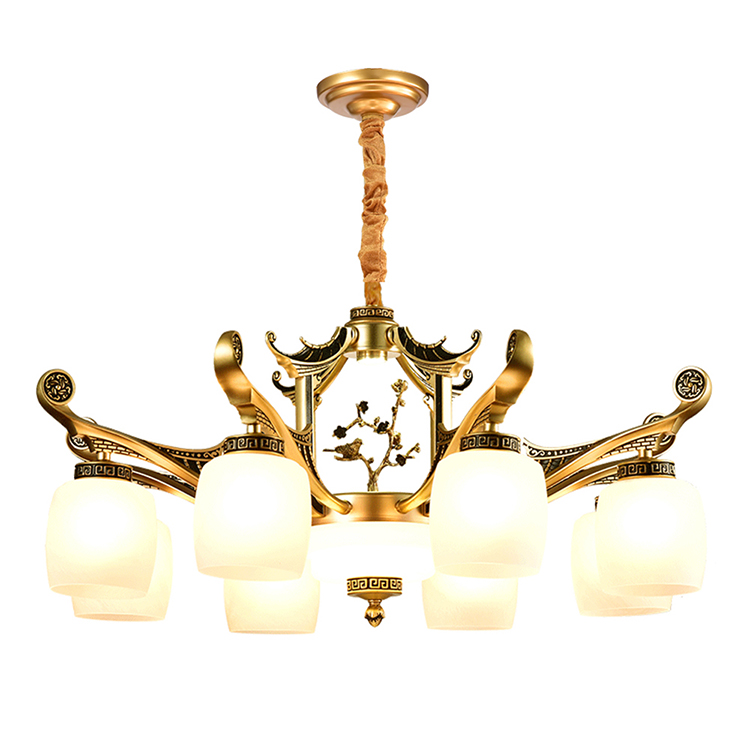 Hanse 6 Head Downside Zinc Alloy Glass Led Chandelier