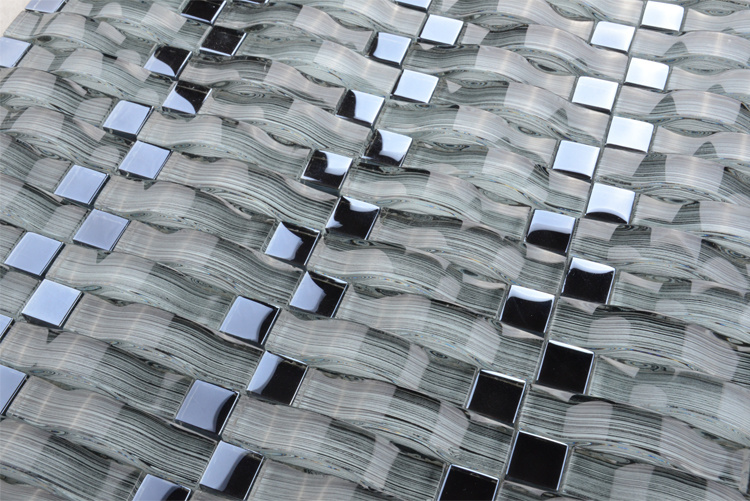 Foshan Manufacturer Hot Sale Arched Color Mixture Glass Mosaic Tile