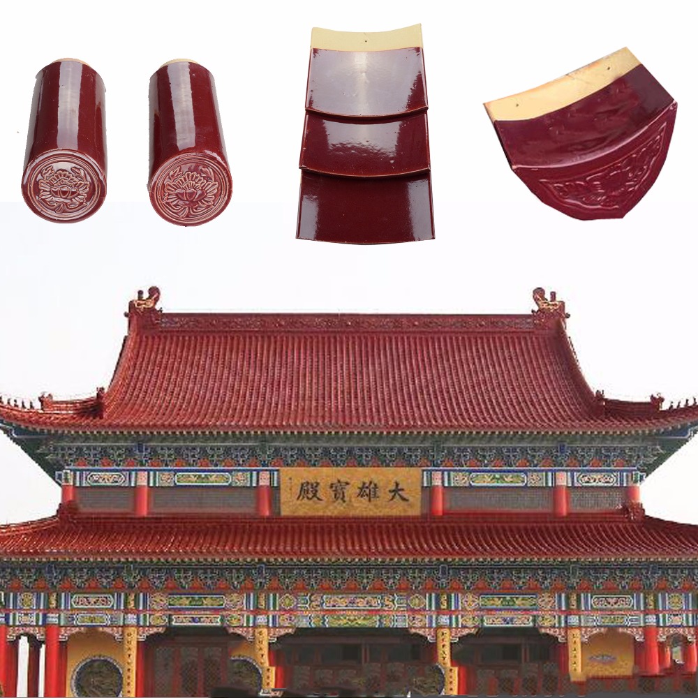 Red Light Weight Traditional Chinese Tile Roof Tiles Clay Roof
