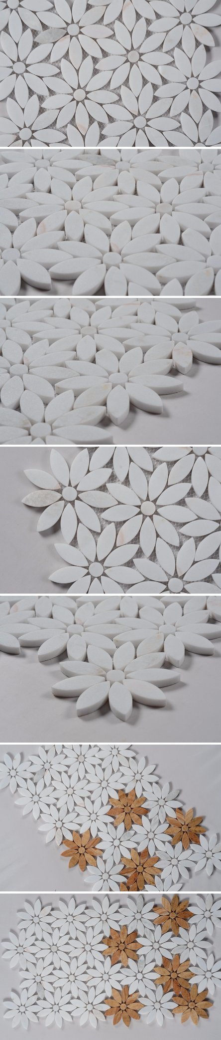 Sound Insulation Flower Pattern Natural Marble Mosaic Wall Tiles