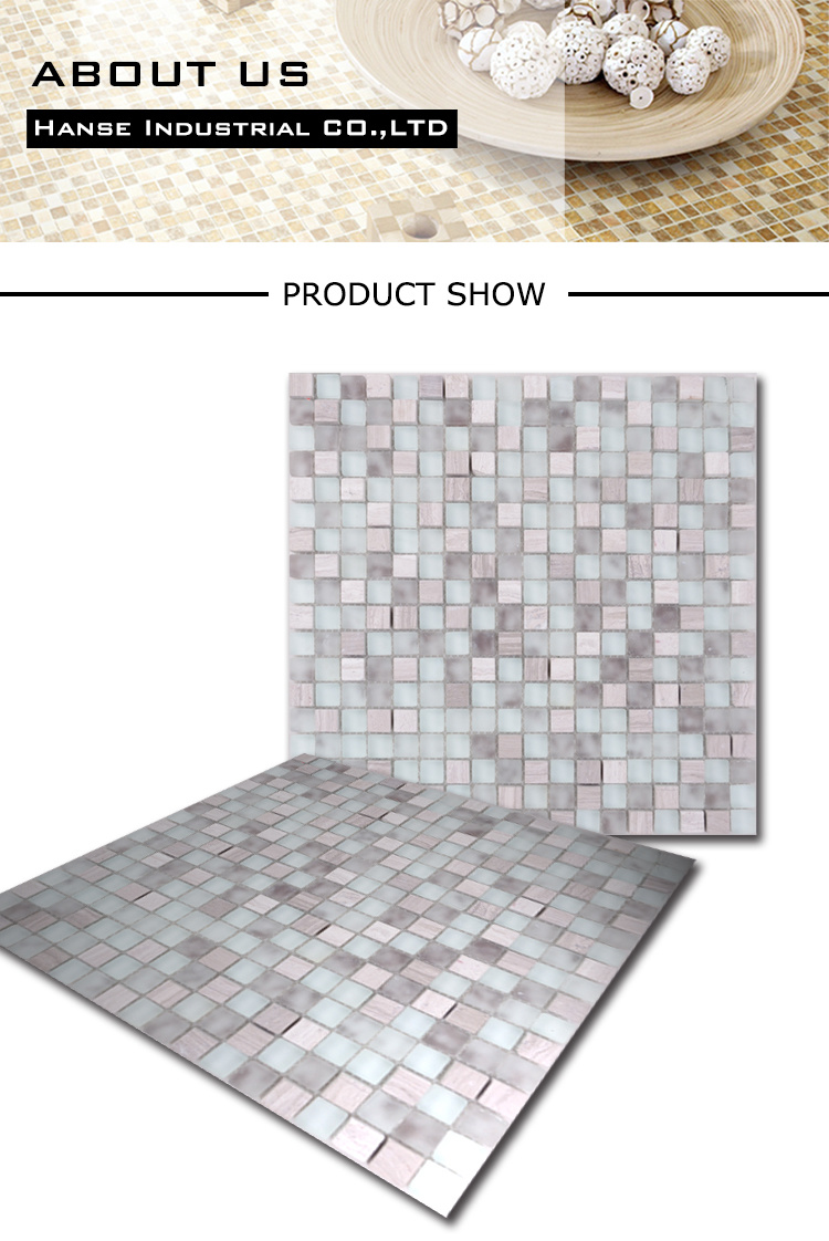 300X300mm Hot Sale in Tunisia Grey White Stone Glass Mosaic