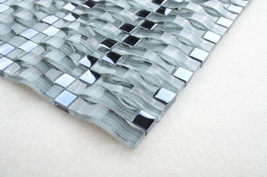 Foshan Manufacturer Hot Sale Arched Color Mixture Glass Mosaic Tile