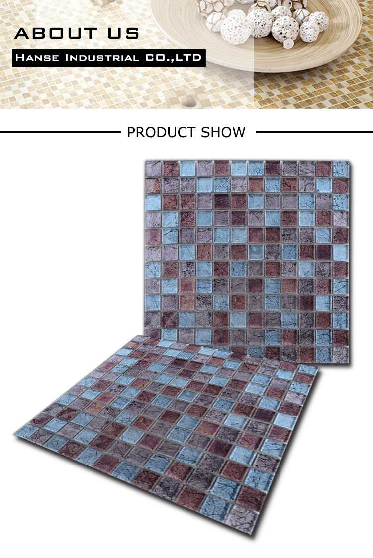 300 X 300 mm Color Mixed Thickness 8mm Glass Mosaic Tile