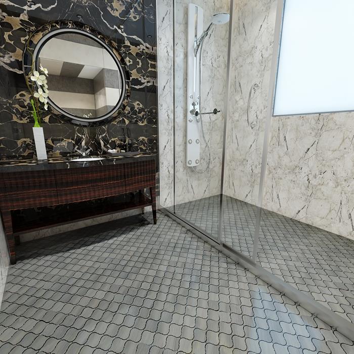 Grey Marble Mosaic Arabesque Floor Wall Tiles