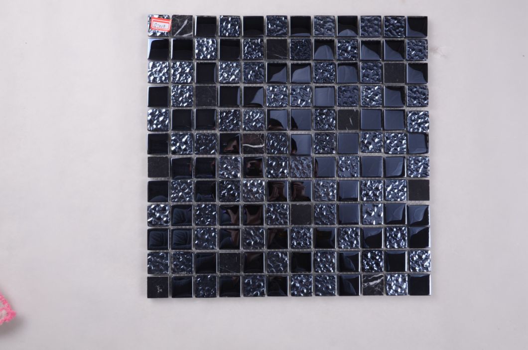 Germany Style Home Decoration Black Tile Stone and Glass Mosaic