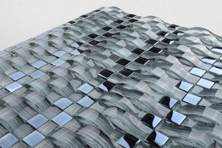 Foshan Manufacturer Hot Sale Arched Color Mixture Glass Mosaic Tile