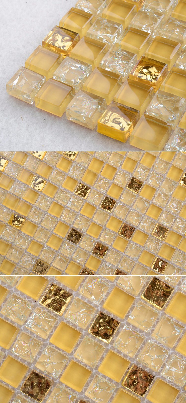 SD003 300X300 Wall Decoration Yellow Color Glass Ice Crack Mosaic