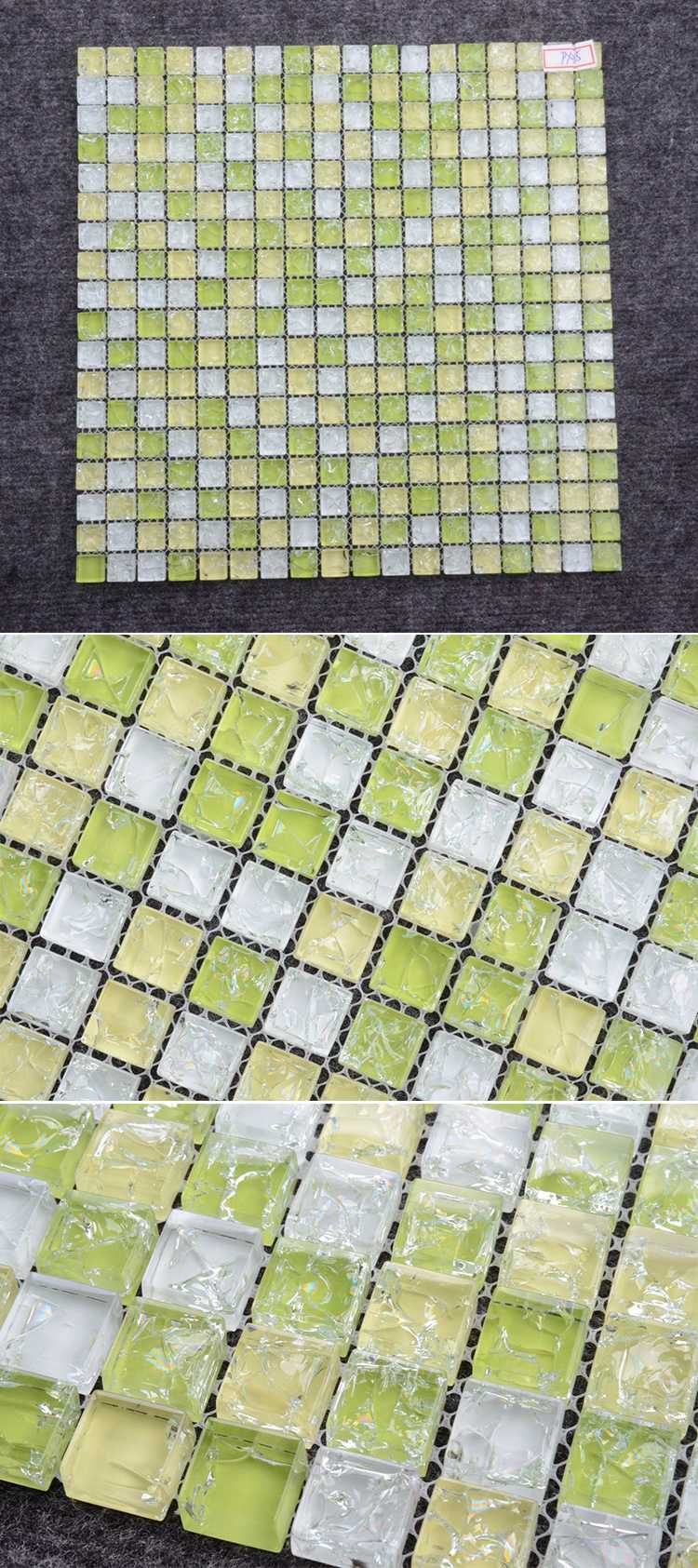 Chip Size 20X20mm Decorative Yellow White Tile Glass Mosaic