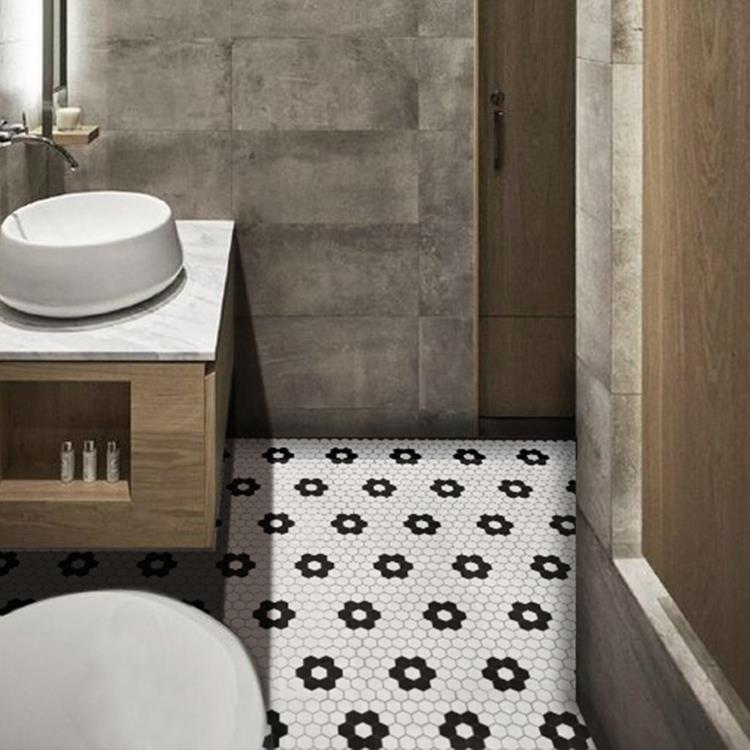 black and white ceramic floor tile