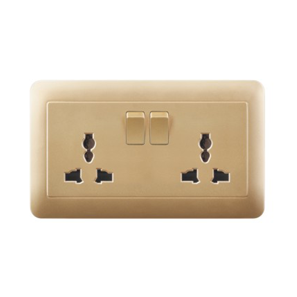 13 amp 2 gang switched outlet double european socket