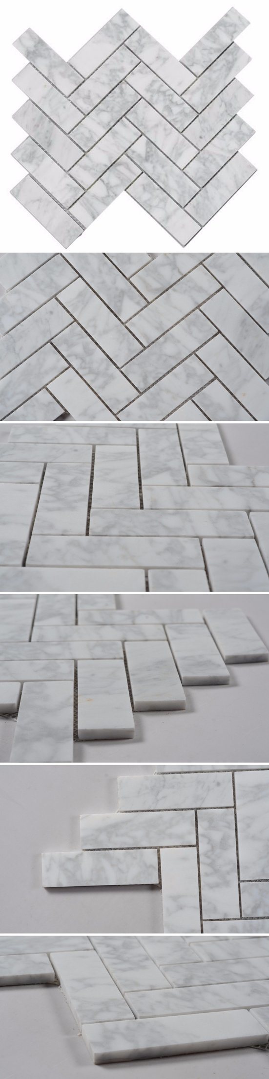 Chevron Carrara Marble Stone Tile White Marble Mosaic