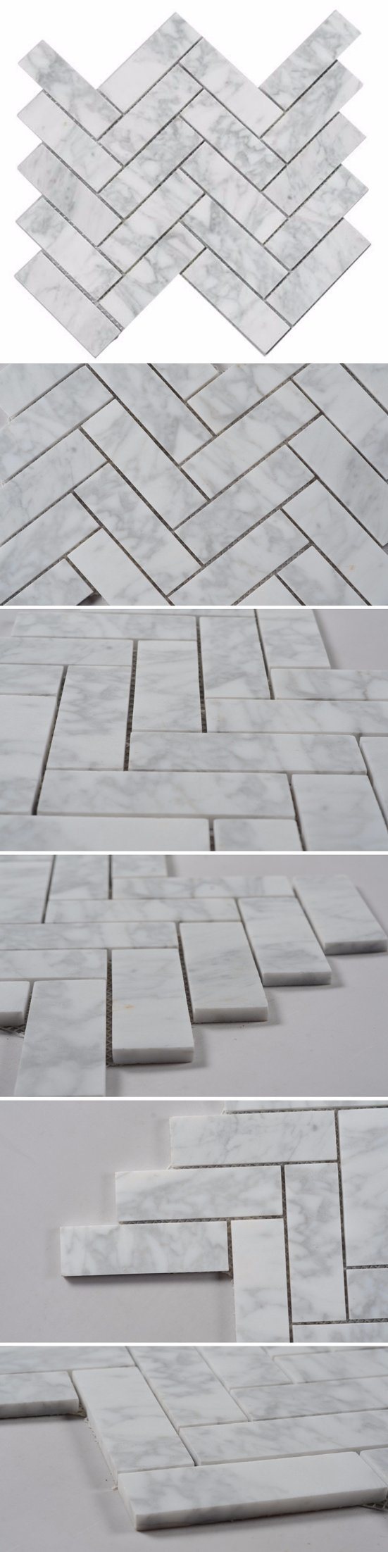 Chevron Carrara Marble Stone Tile White Marble Mosaic