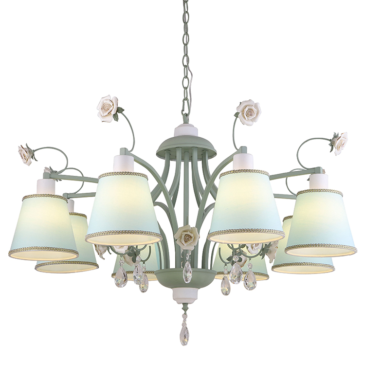 Hanse Eight Head Crystal Watercolor Blue Iron Chandelier