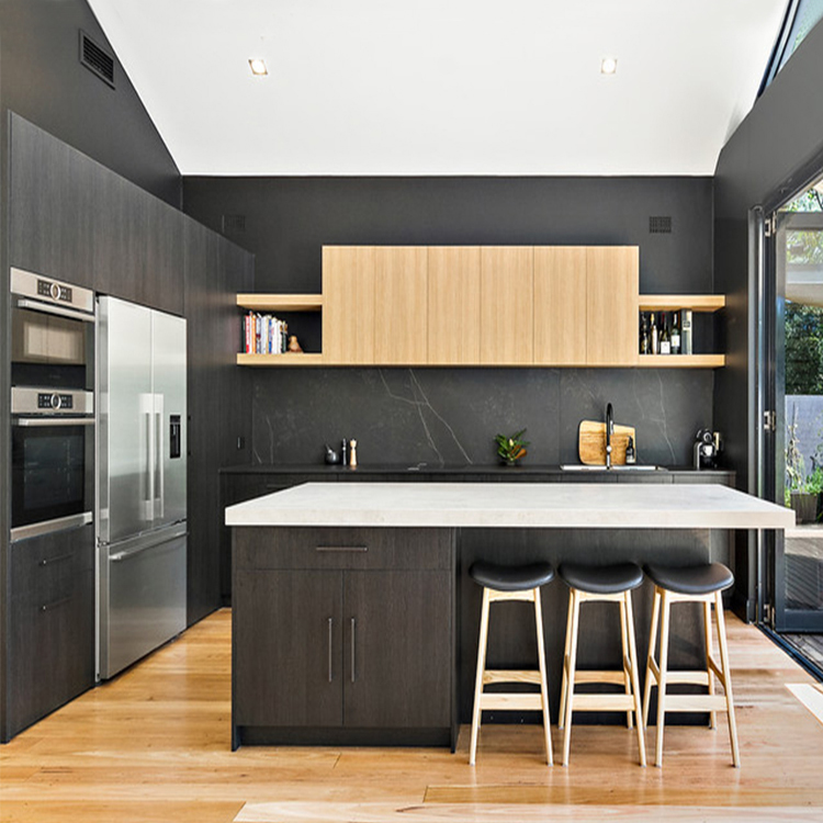 Modern MDF Black Lacquer Quartz Countertop Luxury Wood Kitchen Cabinet -  China Kitchen Products, Kitchen Cabinets
