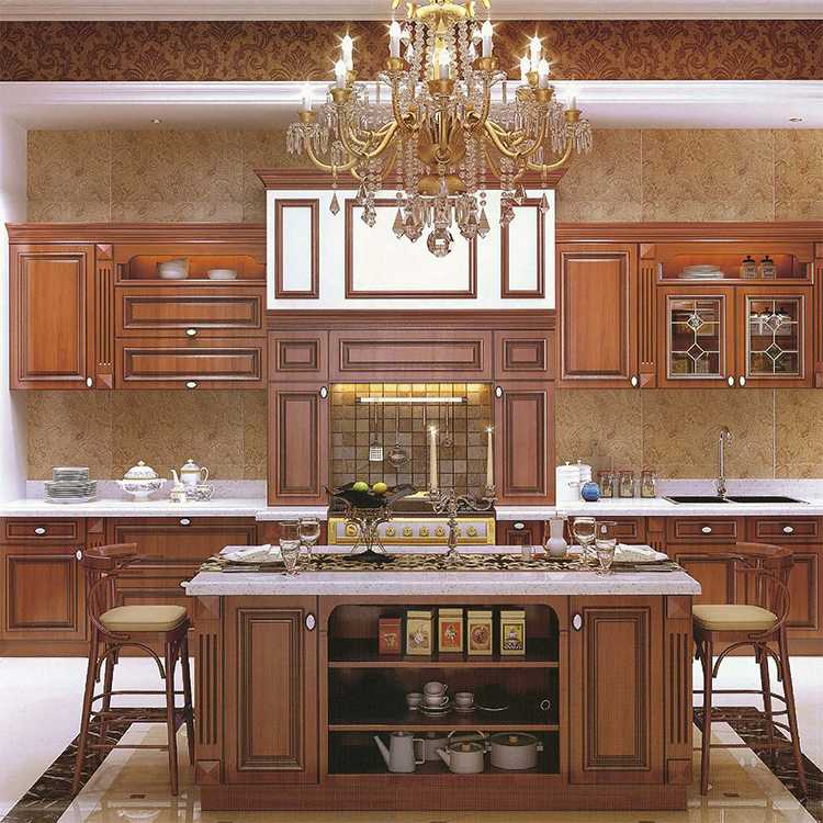 House dining room cabinets furniture designs modern complete set walnut color oak solid wood modular kitchen cabinet