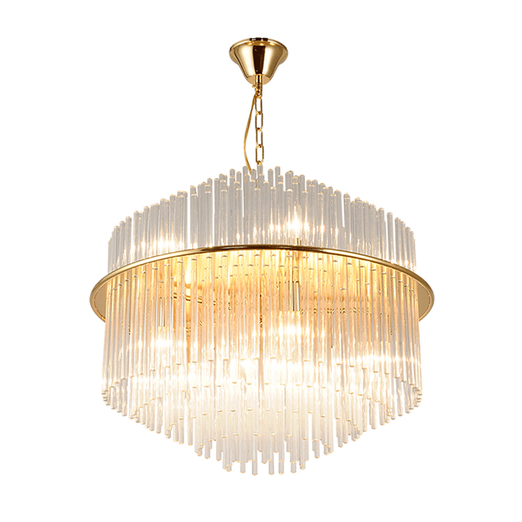 Hanse Clear Crystal Gold Brass Pendant Light