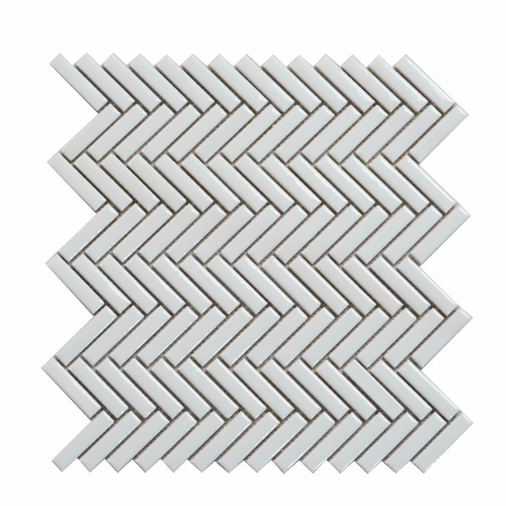 Back Splash Chevron 305X305mm Asian White Ceramic Mosaic Tiles