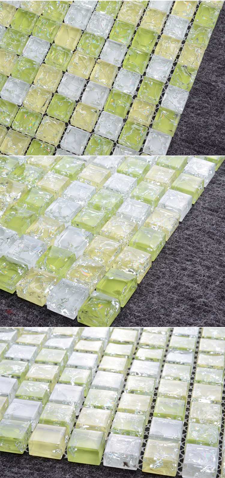 Chip Size 20X20mm Decorative Yellow White Tile Glass Mosaic
