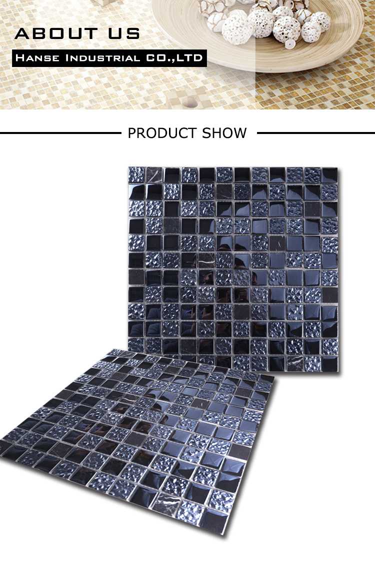 Germany Style Home Decoration Black Tile Stone and Glass Mosaic