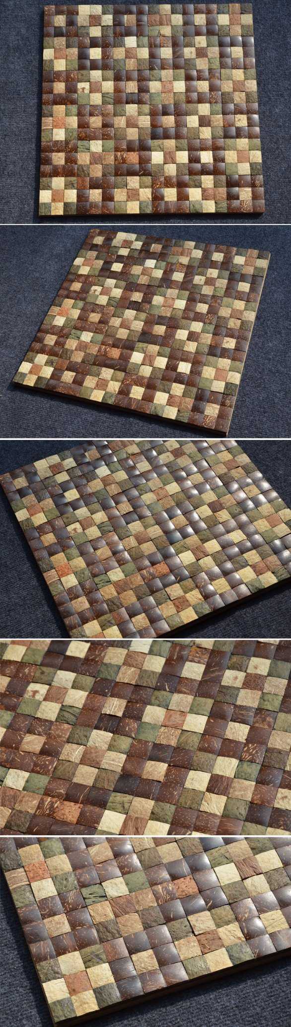 400*400mm Chip Size Natural Coconut Shell Mosaic Tiles