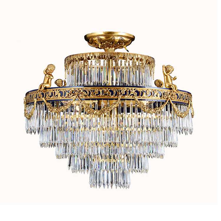 Hanse Hand Painted Ceramic Vintage Bronze Chandelier